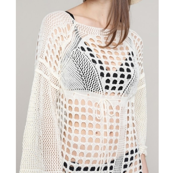 Sale! 1 LEFT! New Crochet Knit Hollow Out Beach Swim Dress Cover Up Kaftan - Picture 9 of 11